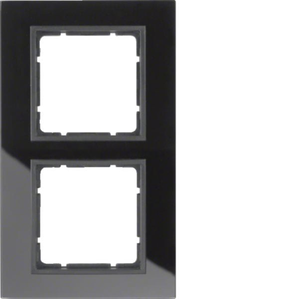 HAGER BOCCHIOTTI - Cornice in vetro doppia Berker B.7 vetro nero/antracite opaco