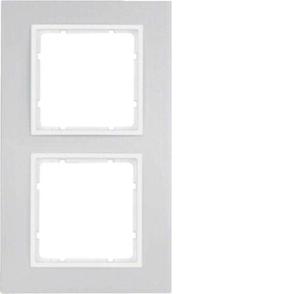 HAGER BOCCHIOTTI - Cornice doppia Berker B.7 alu/bianco polare opaco, alluminio anodizzato 10126914