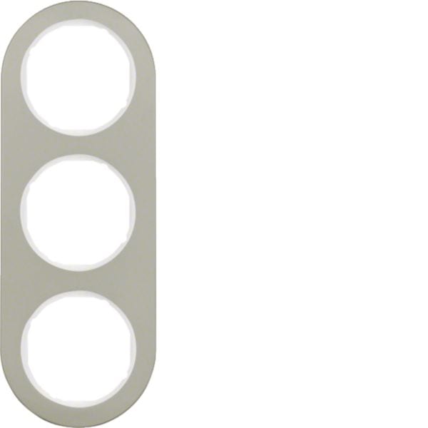 HAGER BOCCHIOTTI - Cornice tripla Serie R.classic?acciaio inox/bianco polare, metallo opaco 10132014