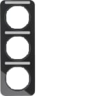 HAGER BOCCHIOTTI - Cornice tripla x montaggio verticale con portaetichetta Berker R.1 nero lucido 10132125