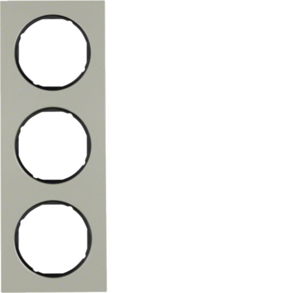 HAGER BOCCHIOTTI - Cornice tripla Berker R.3 acciaio inox/nero