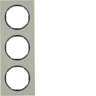 HAGER BOCCHIOTTI - Cornice tripla Berker R.3 acciaio inox/nero