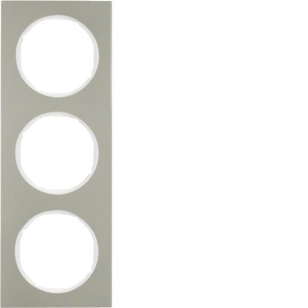 HAGER BOCCHIOTTI - Cornice tripla Berker R.3 acciaio inox/bianco polare