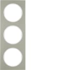 HAGER BOCCHIOTTI - Cornice tripla Berker R.3 acciaio inox/bianco polare