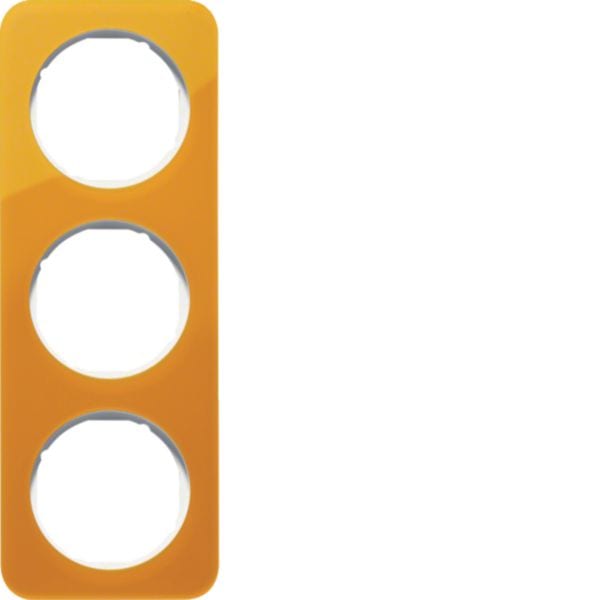 HAGER BOCCHIOTTI - Cornice tripla Berker R.1 arancione trasparente/bianco polare lucido, acrilico