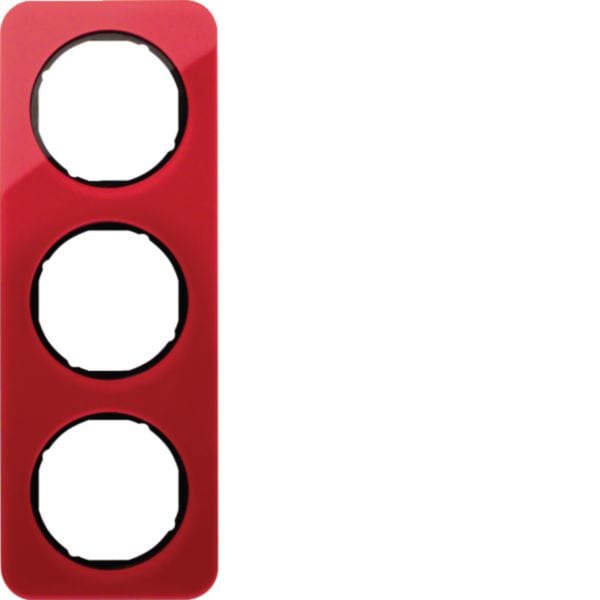 HAGER BOCCHIOTTI - Cornice tripla Berker R.1 rosso trasparente/nero lucido, acrilico 10132344