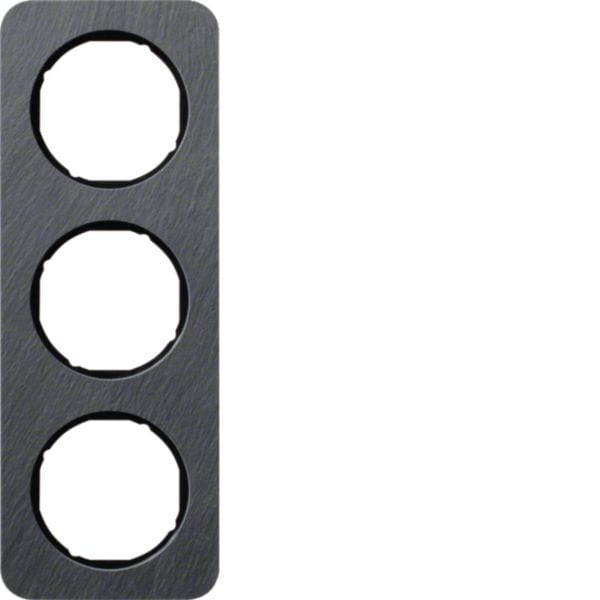 HAGER BOCCHIOTTI - Cornice tripla Berker R.1 antracite/nero lucido, ardesia naturale 10132384