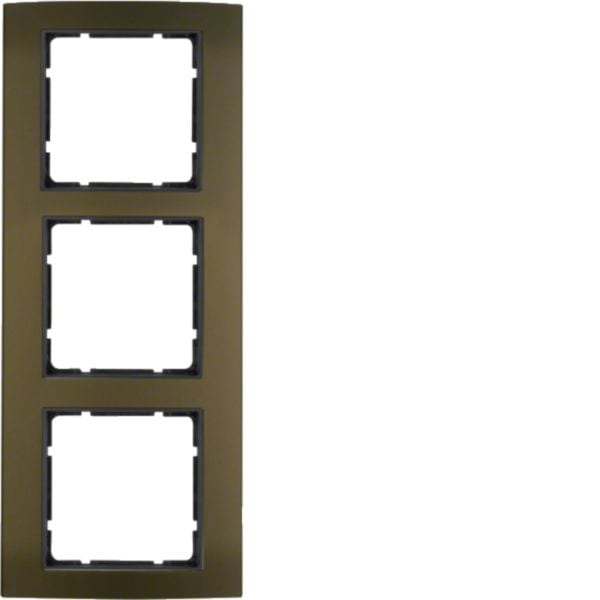 HAGER BOCCHIOTTI - Cornice tripla Berker B.3 alu marrone/antracite opaco, alluminio anodizzato 10133001