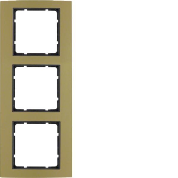 HAGER BOCCHIOTTI - Cornice tripla Berker B.3 alu oro/antracite opaco, alluminio anodizzato