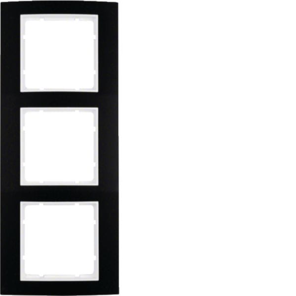 HAGER BOCCHIOTTI - Cornice tripla Berker B.3 alu nero/bianco polare opaco, alluminio anodizzato 10133025