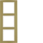 HAGER BOCCHIOTTI - Cornice tripla Berker B.3 alu oro/bianco polare opaco, alluminio anodizzato 10133046