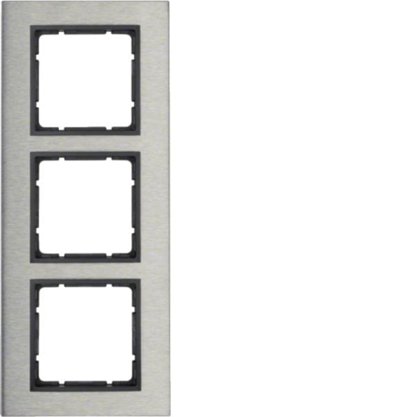 HAGER BOCCHIOTTI - Cornice tripla vert. Serie B.7 acciaio inox/antrac.opaco, metallo spazzolato