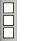 HAGER BOCCHIOTTI - Cornice tripla vert. Serie B.7 acciaio inox/antrac.opaco, metallo spazzolato