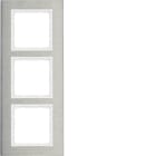 HAGER BOCCHIOTTI - Cornice tripla vert. Serie B.7 acciaio inox/bianco polare opaco, metallo spazz.