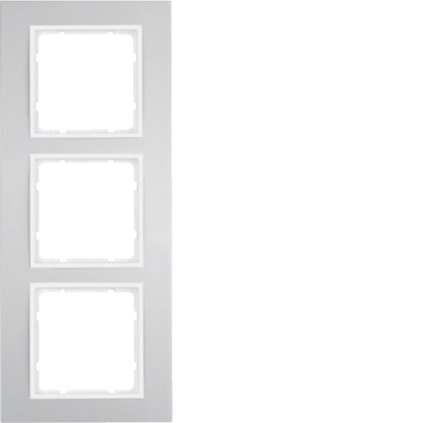 HAGER BOCCHIOTTI - Cornice tripla Berker B.3 alu/bianco polare opaco, alluminio anodizzato