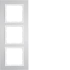 HAGER BOCCHIOTTI - Cornice tripla Berker B.3 alu/bianco polare opaco, alluminio anodizzato