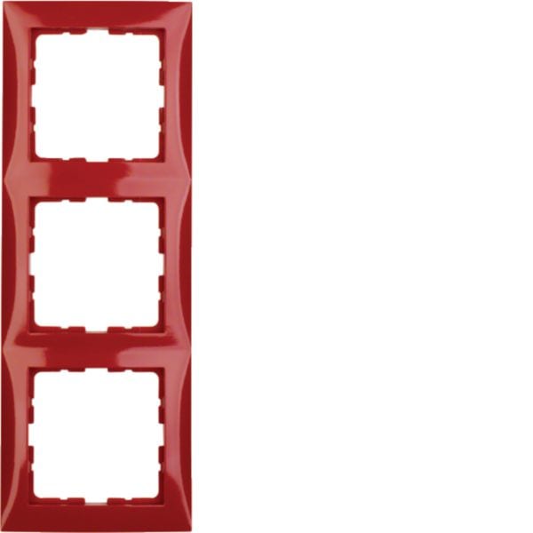 HAGER BOCCHIOTTI - Cornice tripla Berker S.1 rosso lucido
