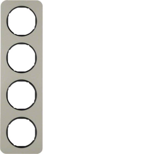 HAGER BOCCHIOTTI - Cornice quadrupla Berker R.1 acciaio inox/nero 10142104