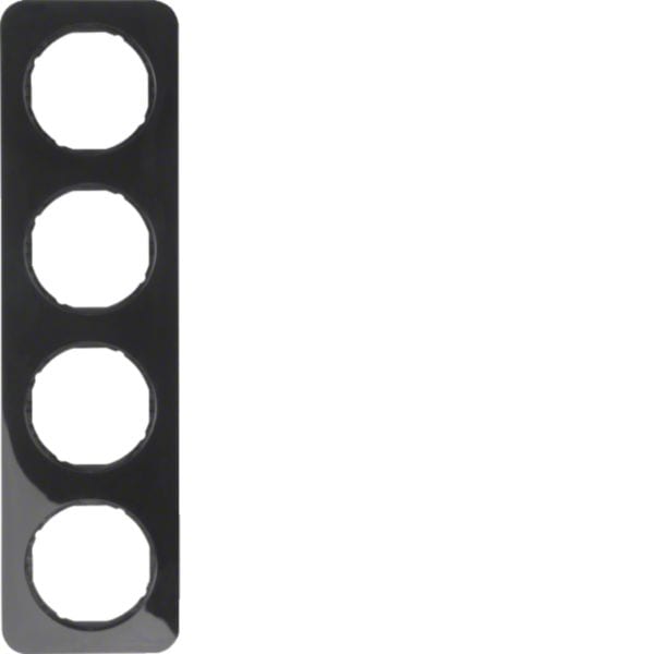HAGER BOCCHIOTTI - Cornice quadrupla Berker R.1 nero lucido 10142145