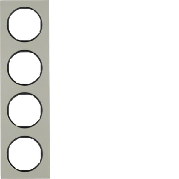HAGER BOCCHIOTTI - Cornice quadrupla Berker R.3 acciaio inox/nero