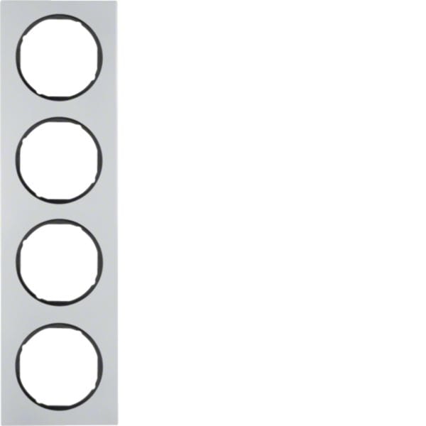 HAGER BOCCHIOTTI - Cornice quadrupla Berker R.3 alu/nero