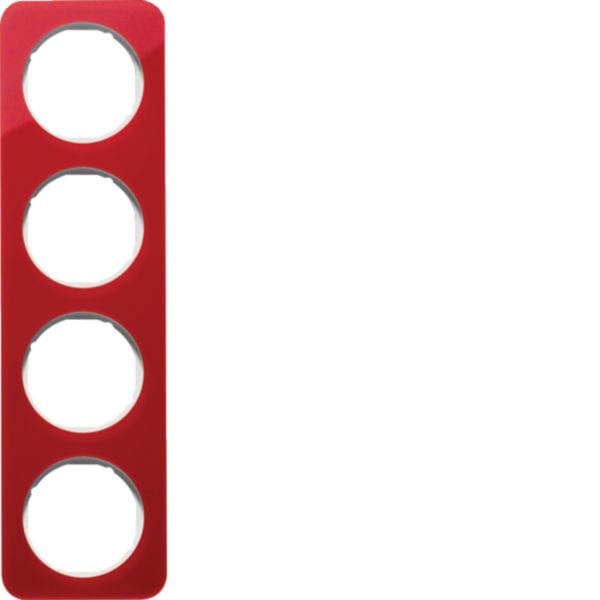 HAGER BOCCHIOTTI - Cornice quadrupla Berker R.1 rosso trasparente/bianco polare lucido, acrilico