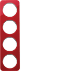 HAGER BOCCHIOTTI - Cornice quadrupla Berker R.1 rosso trasparente/bianco polare lucido, acrilico