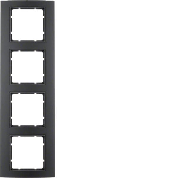 HAGER BOCCHIOTTI - Cornice quadrupla Berker B.3 alu nero/antracite opaco, alluminio anodizzato 10143005