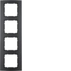 HAGER BOCCHIOTTI - Cornice quadrupla Berker B.3 alu nero/antracite opaco, alluminio anodizzato 10143005