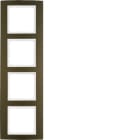 HAGER BOCCHIOTTI - Cornice quadrupla Berker B.3 alu marrone/bianco polare opaco, alluminio anodizz.