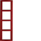 HAGER BOCCHIOTTI - Cornice quadrupla Berker B.3 alu rosso/bianco polare opaco, alluminio anodizzato