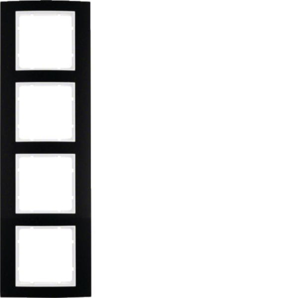 HAGER BOCCHIOTTI - Cornice quadrupla Berker B.3 alu nero/bianco polare opaco, alluminio anodizzato