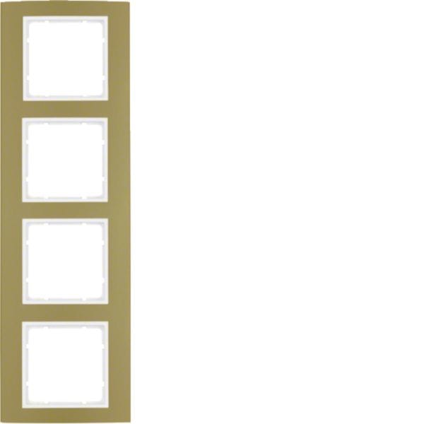 HAGER BOCCHIOTTI - Cornice quadrupla Berker B.3 alu oro/bianco polare opaco, alluminio anodizzato 10143046