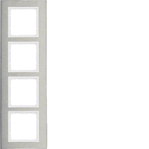 HAGER BOCCHIOTTI - Cornice quadrupla vert. Serie B.7 acciaio inox/bianco pol. opac, metallo spazz.