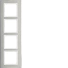 HAGER BOCCHIOTTI - Cornice quadrupla vert. Serie B.7 acciaio inox/bianco pol. opac, metallo spazz.