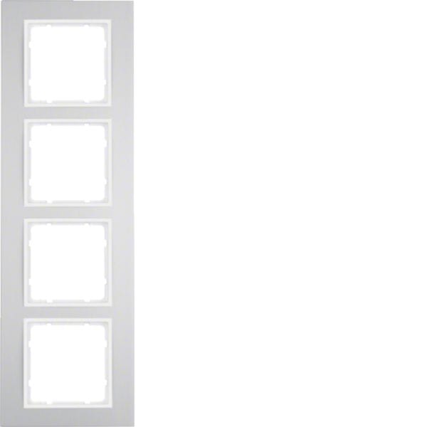 HAGER BOCCHIOTTI - Cornice quadrupla Berker B.3 alu/bianco polare opaco, alluminio anodizzato