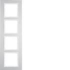 HAGER BOCCHIOTTI - Cornice quadrupla Berker B.3 alu/bianco polare opaco, alluminio anodizzato
