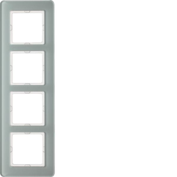 HAGER BOCCHIOTTI - Cornice quadrupla Berker Q.7 vetro bianco polare