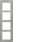 HAGER BOCCHIOTTI - Cornice quadrupla verticale Berker Q.7 acciao inossidabile, metallo spazzolato