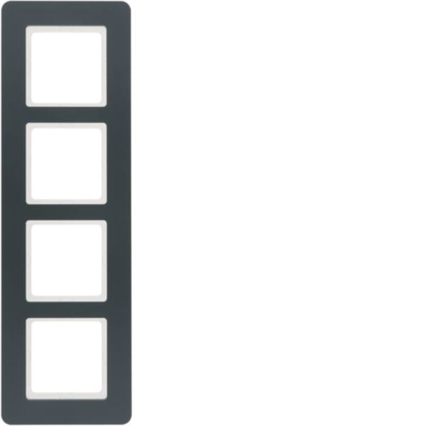 HAGER BOCCHIOTTI - Cornice quadrupla Berker Q.7 antracite velluto, verniciato 10146186