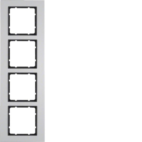 HAGER BOCCHIOTTI - Cornice quadrupla Berker B.7 alu/antracite opaco, alluminio anodizzato 10146904