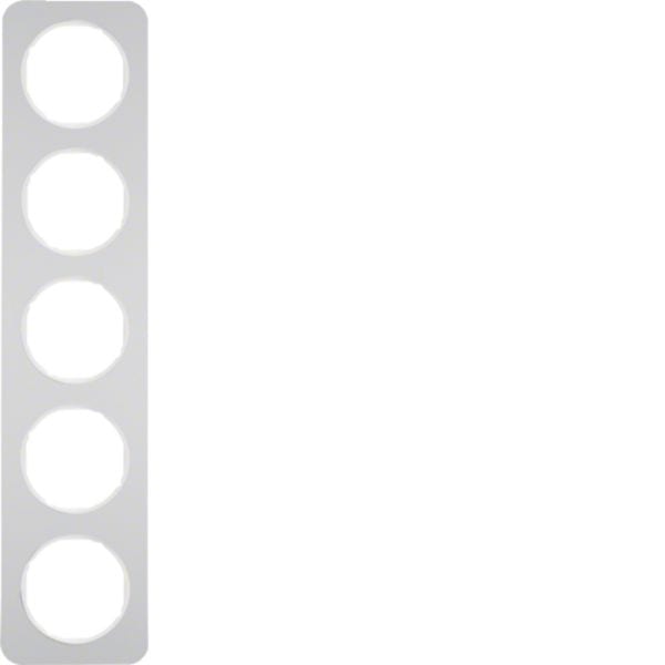 HAGER BOCCHIOTTI - Cornice quintupla Berker R.1 alu/bianco polare