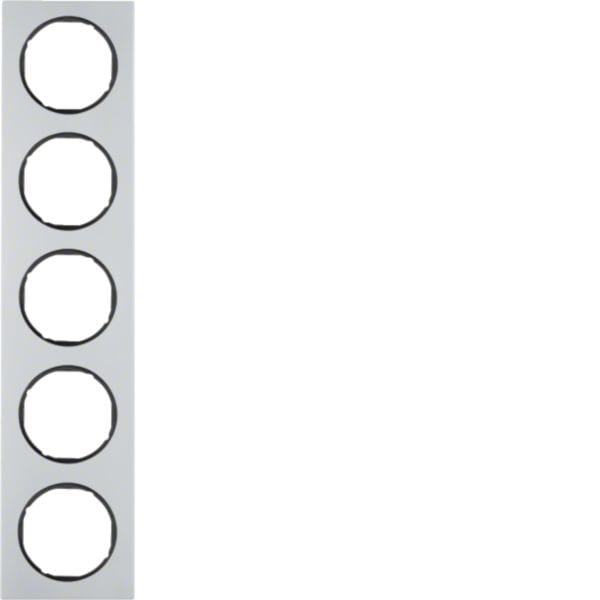 HAGER BOCCHIOTTI - Cornice quintupla Berker R.3 alu/nero