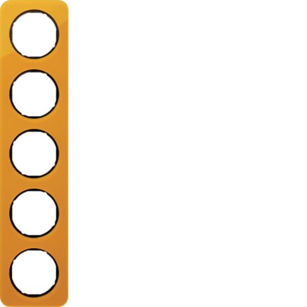 HAGER BOCCHIOTTI - Cornice quintupla Berker R.1 arancione trasparente/nero lucido, acrilico