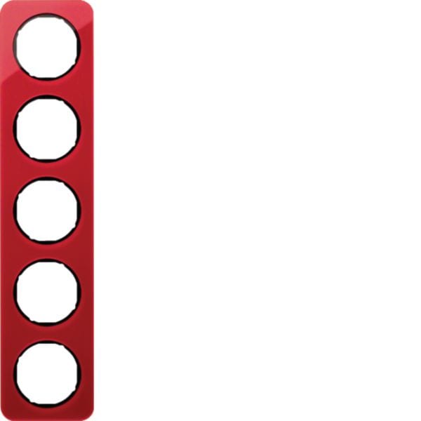 HAGER BOCCHIOTTI - Cornice quintupla Berker R.1 rosso trasparente/nero lucido, acrilico