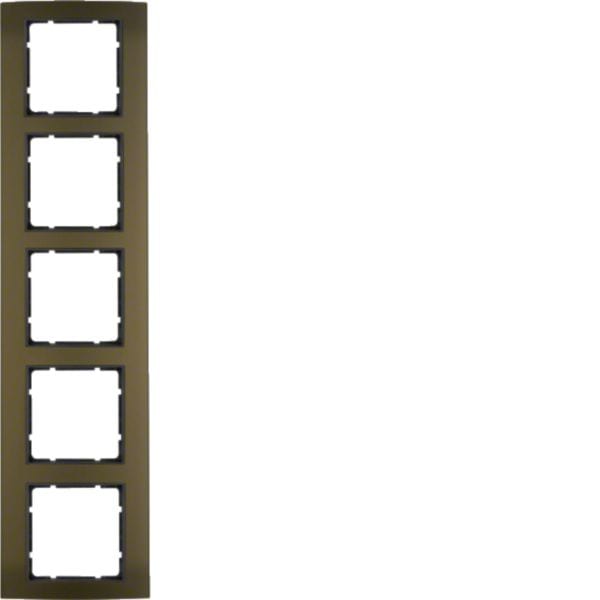 HAGER BOCCHIOTTI - Cornice quintupla Berker B.3 alu marrone/antracite opaco, alluminio anodizzato 10153001