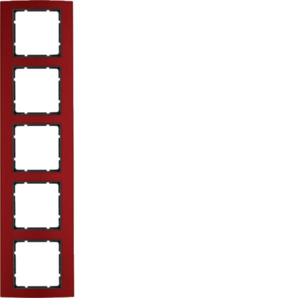 HAGER BOCCHIOTTI - Cornice quintupla Berker B.3 alu rosso/antracite opaco, alluminio anodizzato 10153012