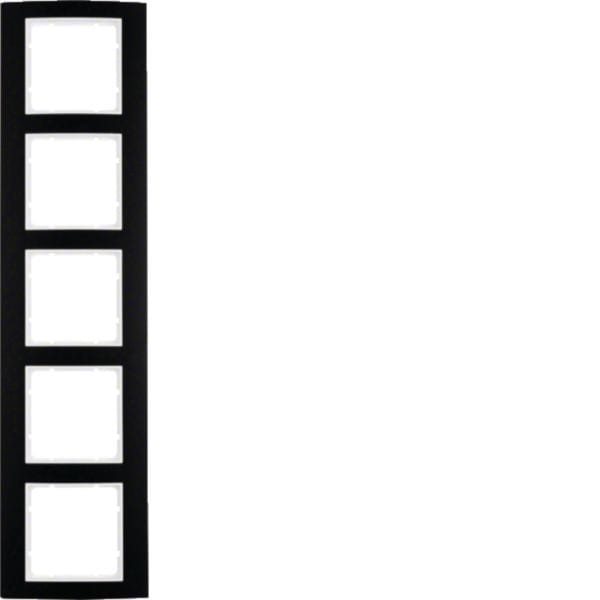 HAGER BOCCHIOTTI - Cornice quintupla Berker B.3 alu nero/bianco polare opaco, alluminio anodizzato 10153025