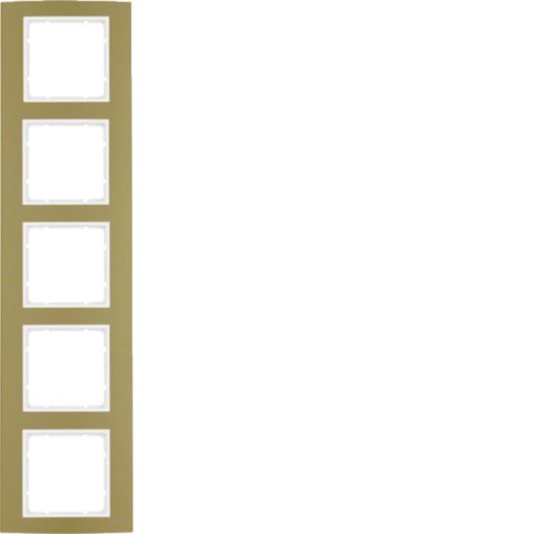 HAGER BOCCHIOTTI - Cornice quintupla Berker B.3 alu oro/bianco polare opaco, alluminio anodizzato