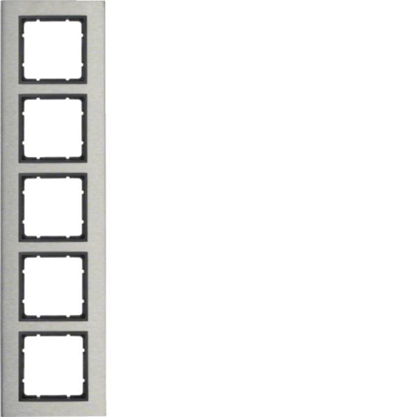 HAGER BOCCHIOTTI - Cornice quintupla vert. Serie B.7 acciaio inox/antrac.opaco, metallo spazzolato 10153606
